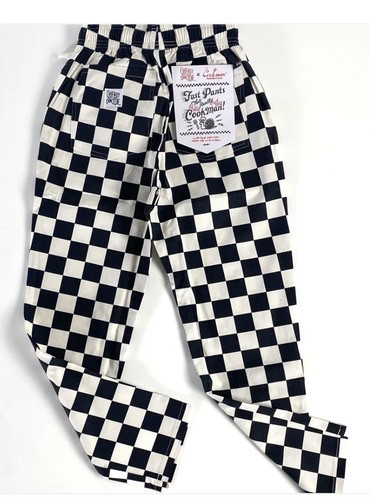 Cookmans Black And White GFDD Checkered Small Chef Pants