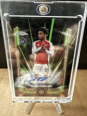 Ethan Nwaneri 2024/25 Topps Chrome RC Black Lazer Jumbo Exclusive Auto 51/99