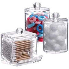 Plastic Qtips Holder Bathroom Container, 10/7 OZ Cotton /Swabs Dispenser, Apo...