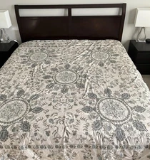 Pottery Barn Lilah Suzani King Duvet Cover Blue Multi Flaws Spots Defects READ