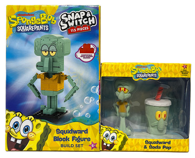Lot of 2 Spongebob Squidward Snap Block Set with Squidward & Soda Pop 2 Pk