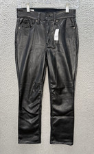 Gap Pants Womens 26/2P Black Faux Leather Vintage Slim High Rise Biker Moto NEW