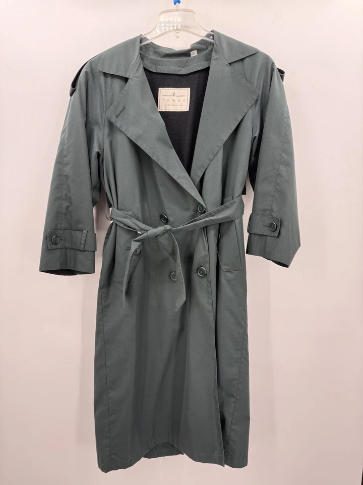 Gabardina vintage London Fog Towne abrigo de lluvia forro extraíble cinturón verde pino Foto 2 de 4