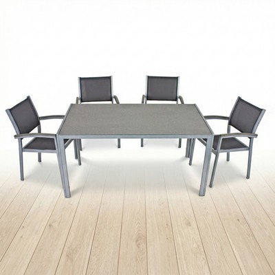 Garden Pleasure GRACE Sitzgruppe 5tlg Sitzgarnitur Gartenmöbel Set grau