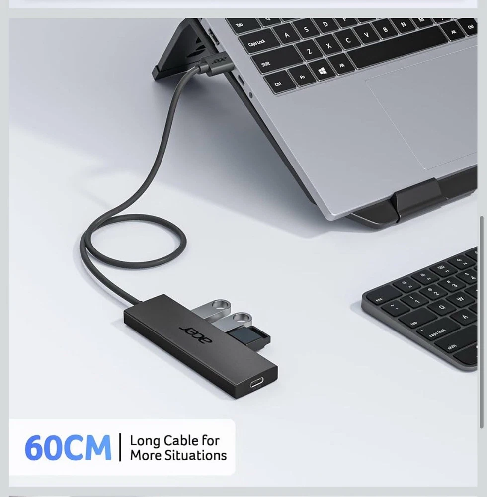 Acer USB Hub 4 Ports, Multiple USB 3.0 Hub, USBA Splitter for Laptop with Typ...