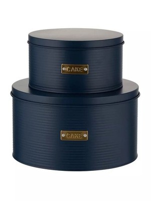 Typhoon Living Otto Cake Tins, Set of 2 (Navy) - 25x14cm/18.5x10.5cm