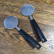 2 Vintage EKCO USA Stainless Pizza Pie Cookie Wheel Cutters Slicer Made in USA