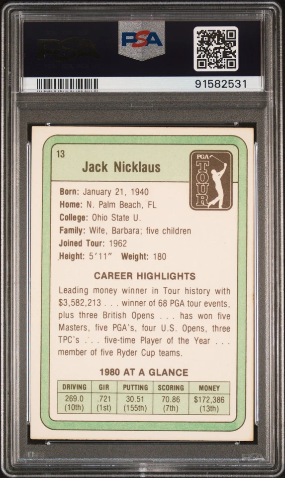 Jack Nicklaus Signed 1981 Donruss Rookie Auto PSA 10 Autograph RC Golf HOF - Image 2 of 2