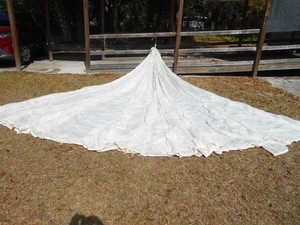 1952 White Military 28ft. Parachute canopy w/cut lines/sm holes/stains