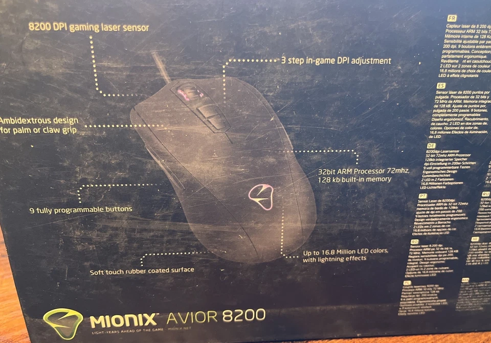 Mionix Avior 8200 Wired Optical Mouse 2.4 New In Box Free Shipping - Image 3 of 3