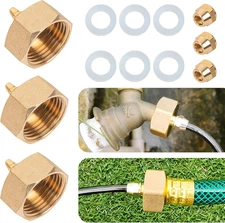 Hourleey Garden Hose Adapter, Brass Standard 3/4" Female Thread to 1/4" Tube Ada