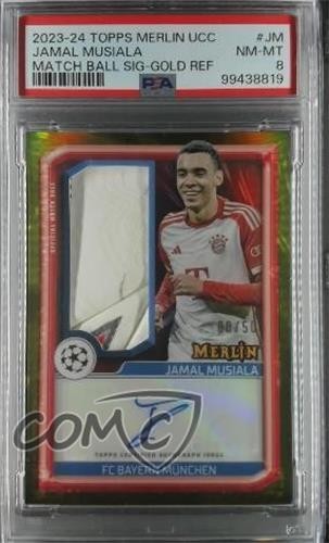 2023 Topps Merlin UEFA Club Competitions Gold Refractor 8/50 Jamal Musiala Auto