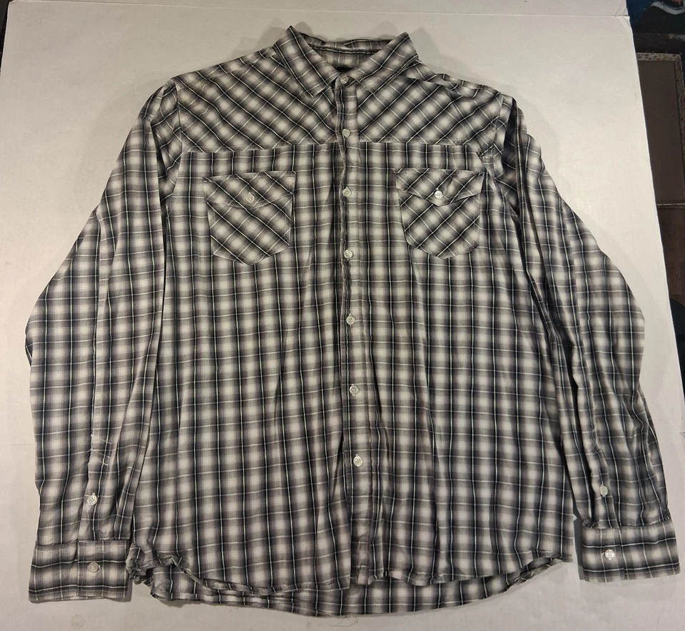 Элитная рубашка MMA для взрослых размер XL серая тень клетчатая вышитая сальбационная на пуговицах - Изображение 2 из 4