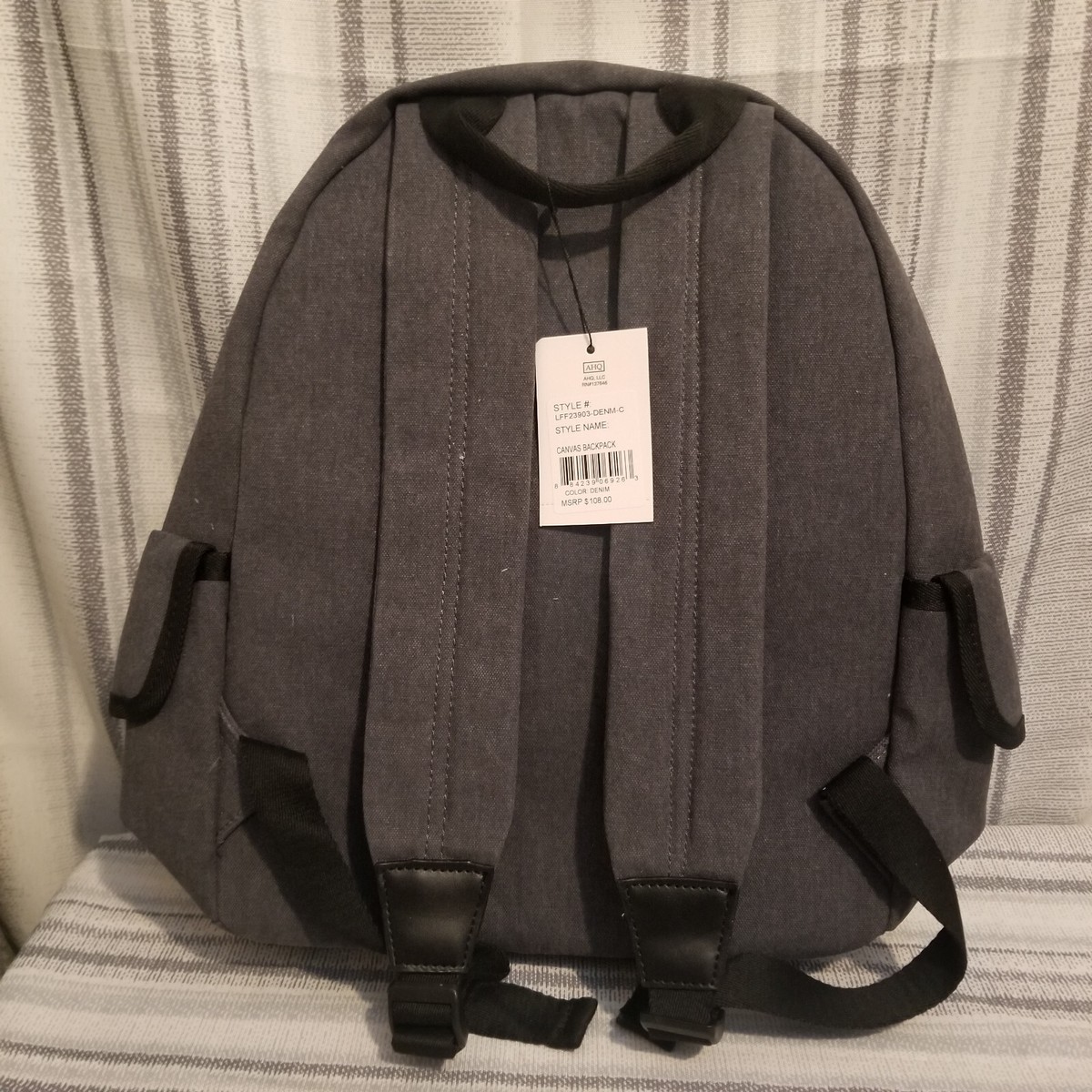 London Fog Collection Canvas Backpack Gray Unisex Adult - NEW WITH TAGS London Fog Collection Canvas Backpack Gray Unisex Adult  main image 4