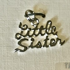 New Sterling Silver Little Sister Charm Pendant For Necklace Bracelet Gift .75 A