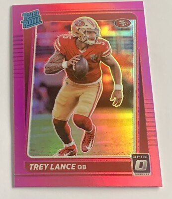 2021 Optic Football Trey Lance Pink Prizm Rated Rookie SP 49ers