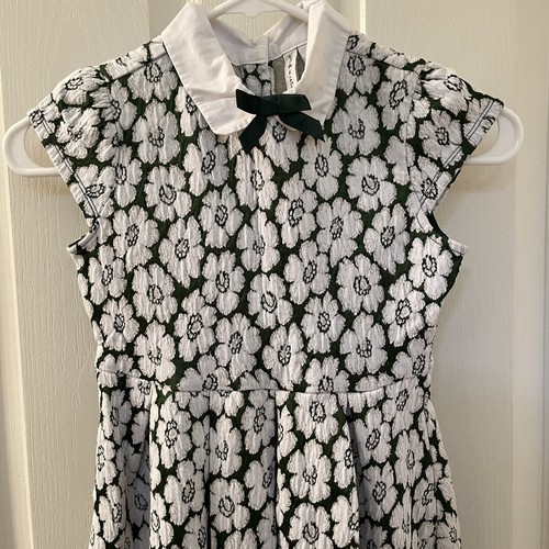 Janie and Jack Pine Green Floral Jacquard Dress Collared Girls Size 7 - Picture 2 of 10