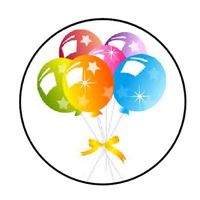 ENVELOPE SEALS LABELS STICKERS 1.2" ROUND 48 Happy Birthday Balloons #5!! 