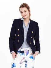 NWT 178 Banana Republic Nautical Basketweave Blazer, Blue Indigo, Size 0P