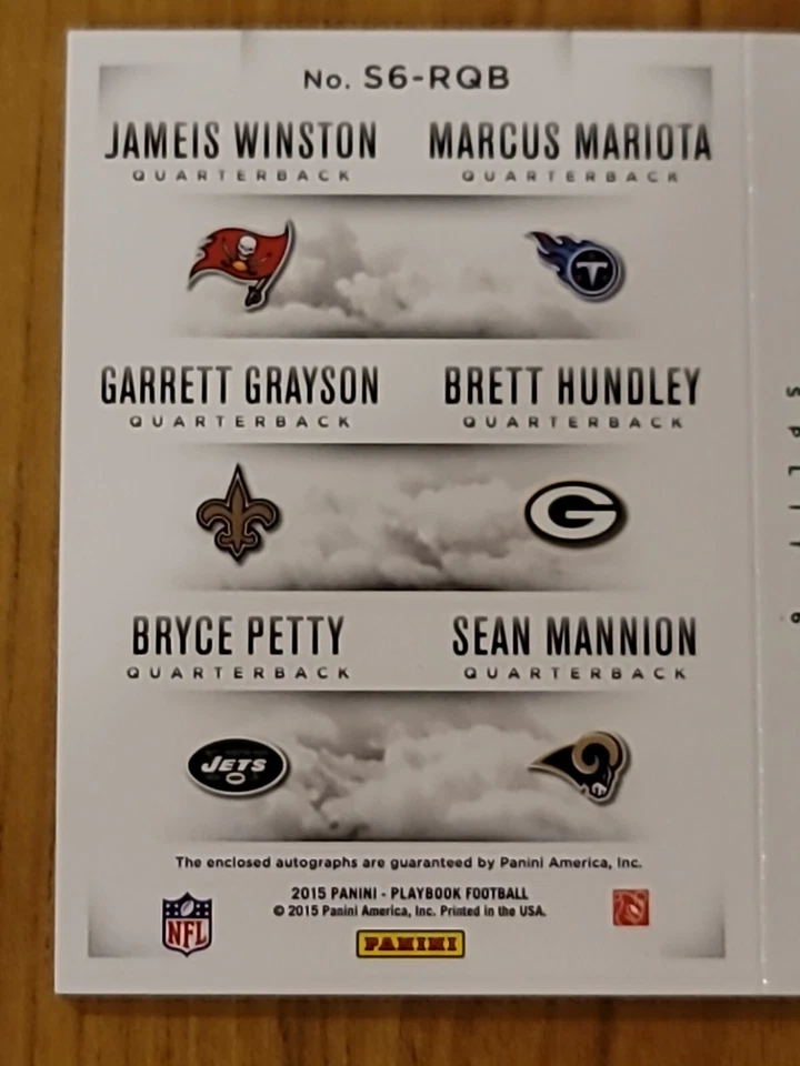 🔥🔥 2015 Panini Playbook Split 6 Quarterbacks Verde 3/5 Winston, Mariota + 🔥🔥 Foto 3 de 4