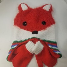 Kids Beanie Hat Fox Cap One Size Fits Most with Gloves