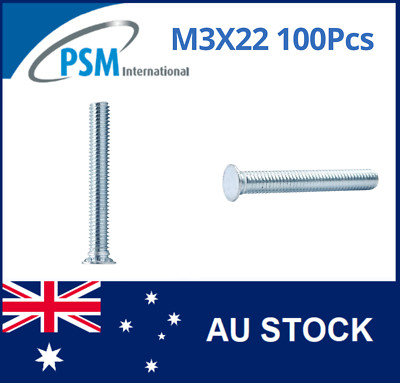 SELF CLINCHING STUD M3 X 22 STEEL ZINC PLATED PSM PFHM322Z X100