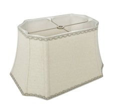 Linen Natural Rectangle Inverted Cut Corner Lampshade with Matching Braid Trim