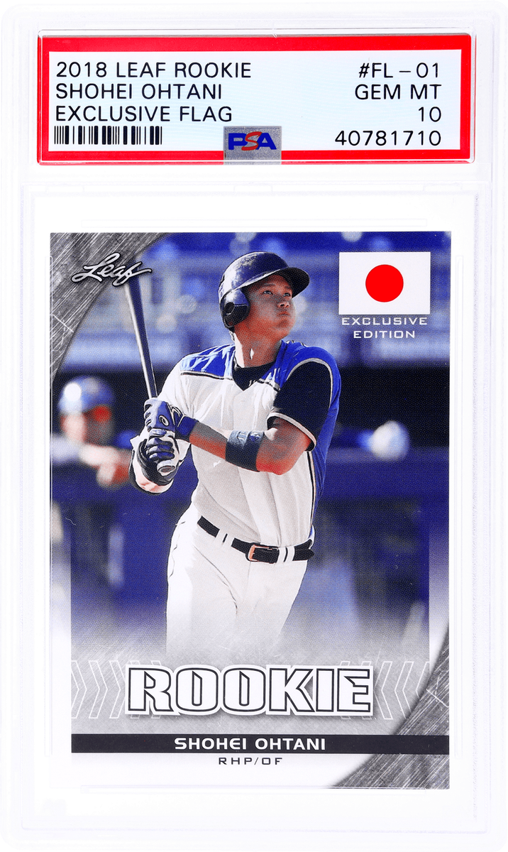 大谷翔平2018 LEAF THE NATIONAL BLUE 61/99#01 2018 Leaf Shohei Ohtani Rookie Exclusive Flag #FL01 PSA 10