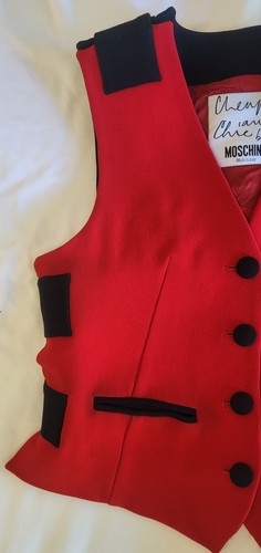 Womens Moschino Cheap & Chic Red and Black Vest Size 6 Rayon Acetate Vintage MOD - Picture 2 of 24