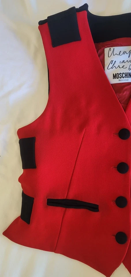 Moschino Cheap and Chic Red and Black Vest Women's Size 6 Rayon Acetate MOD - Image 2 of 4