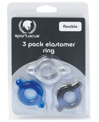 Spartacus Elastomer Ring Set - Black, Blue & Clear Pack Of 3
