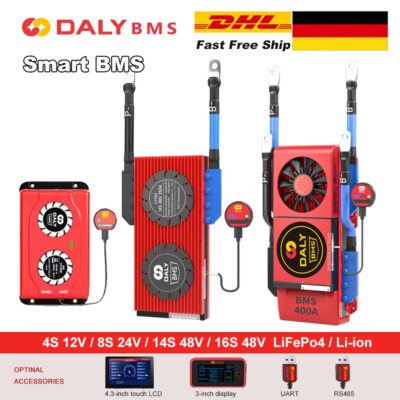 Daly Smart BMS Lifepo4 4S 12V 8S 24V 16S 48V 100-250A Bluetooth BMS with Balance