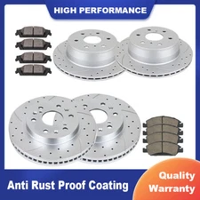 Front Rear Slotted Rotors Brake Pads Kits for Chevy Avalanche GMC Tahoe Yukon