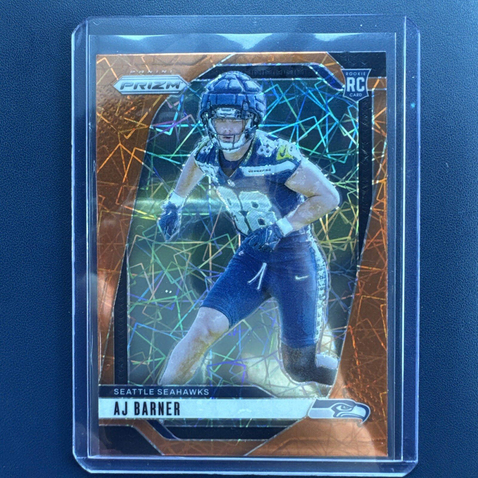 2024 Panini Prizm - Rookies Orange Lazer Prizm #304 AJ Barner (RC) Seahawks
