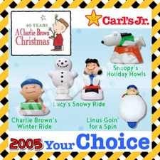 Carl's Jr. 2005 CHARLIE BROWN CHRISTMAS Snoopy PEANUTS Schulz YOUR Toy CHOICE
