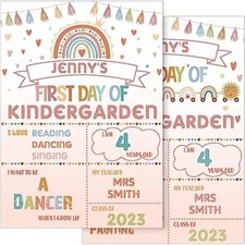 First Day and Last School Board Boho Back to Sign Chalkboard Photo Prop Pink