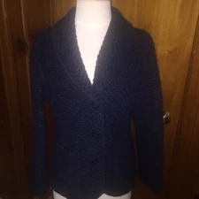 Linda Lundstrom Navy Wool Blend Blazer Jacket 6