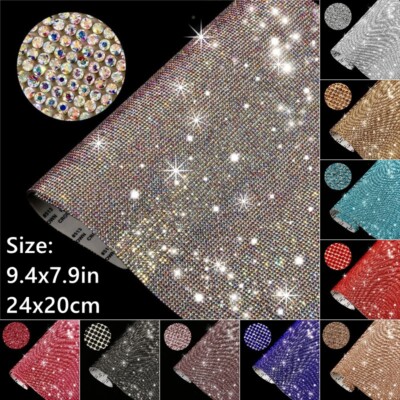 Feuille Auto-Adhésive Strass Blanc – 20x24 Cm – Strass Cristal Autocollant Pour Décoration Voiture, Téléphone, Bricolage