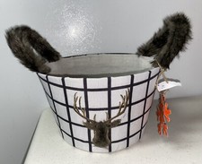 NWT Faux Fur DEER Basket Rustic Cabin Decor