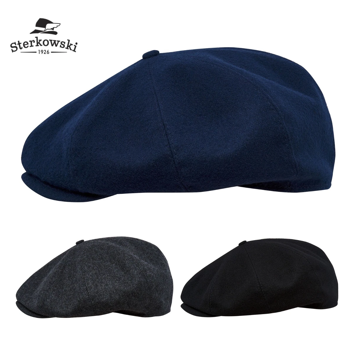 Sterkowski PEAKY 100 Wool Newsboy Cap Vintage English Style Paperboy