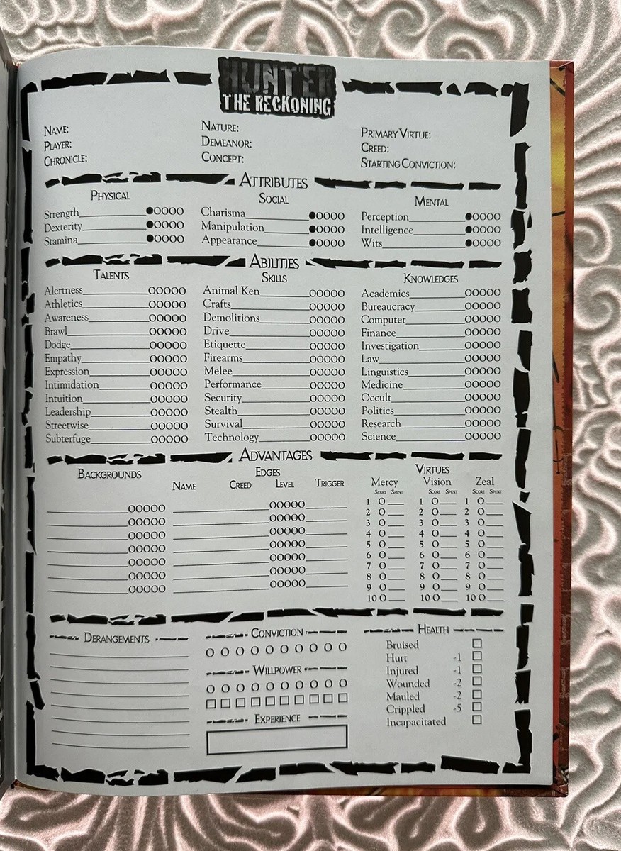 Hunter The Reckoning RPG WoD White Wolf WW8100 1st Edition 1999