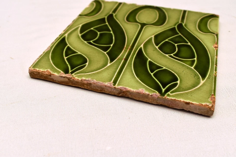 Azulejo de pared antiguo Minton Hollins & Co patrón de flor Stoke On Trent porcelana"41 Foto 4 de 4