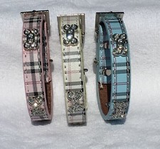 DOG/PUPPY COLLAR Tartan Check Plaid with Diamante Scottish Terrier Maltese Pom