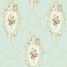 Cameos and Florals Wallpaper - Wallquest - FL90202 - per Double Roll