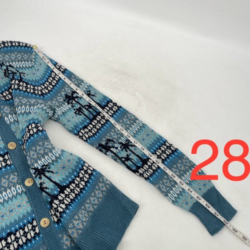 J.Crew mens size M Brilliant Fairisle Palm Cardigan Hawaiian Seaside blue linen - Picture 9 of 10