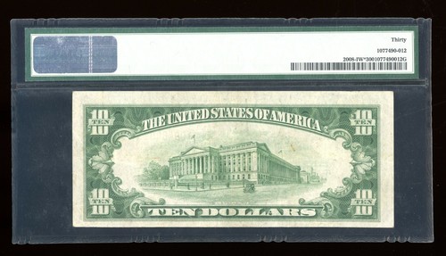 DBR 1934-C $10 Minneapolis Wide STAR Fr. 2008IW* PMG 30 Serial I00480919* - Picture 2 of 2