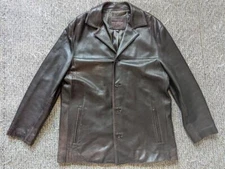 vintage 1990s leather LAMBSKIN car coat XL brown 48 marc new york PATINA y2k