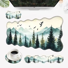 Desk Mat Mouse Pad with Wrist Rest 4-in-1 Large Mouse Pads for Desk Ergonomic...