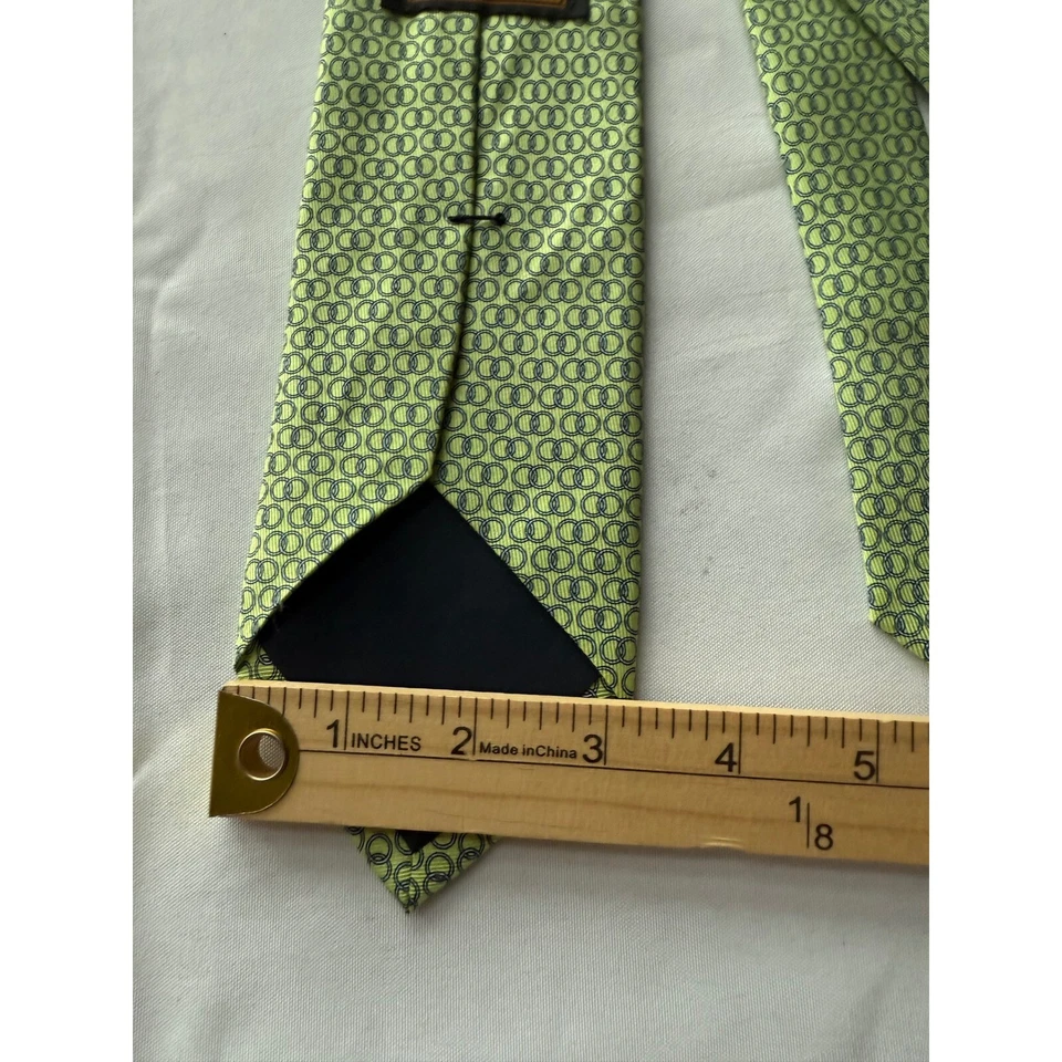 Peter Blair шелковый галстук зеленый круг узор бизнес карьера сделано в США - Изображение 4 из 4