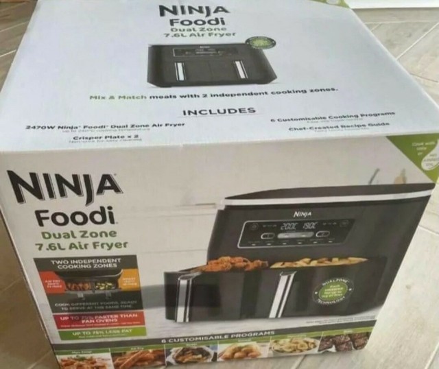 Ninja AF300UK 7.6l Foodi Dual Zone Air Fryer and Dehydrator Grey for